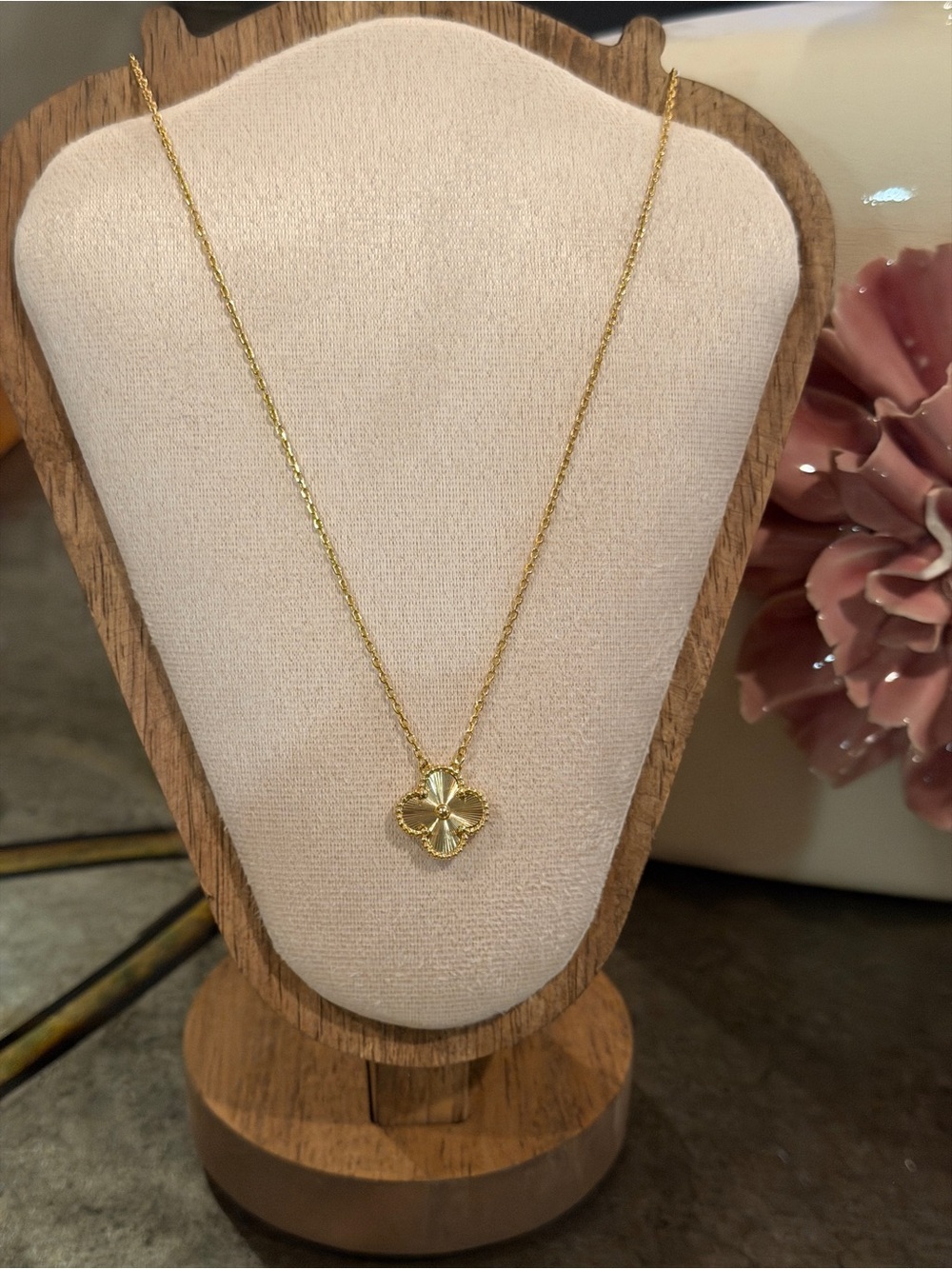 Vintage Van Cleef & Arpels Alhambra Yellow Gold Pendant Gguilloché